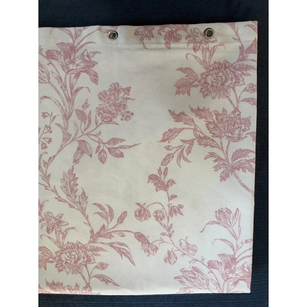 Pink Floral Toile Botanical Fabric Shower Curtain White 72 X 72 Toile De Jouy